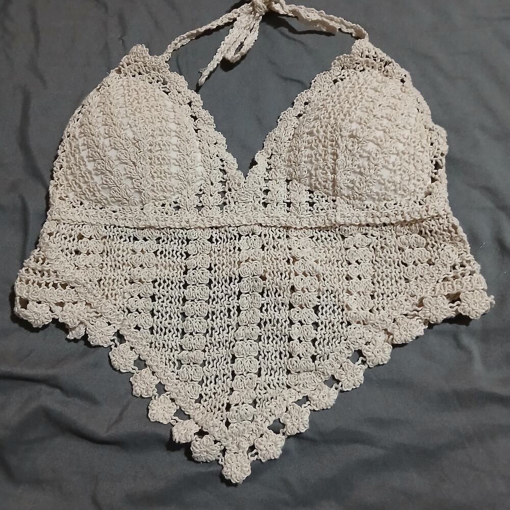 Lovely crochet Halter tank with pads music festival season Boho pic measurements